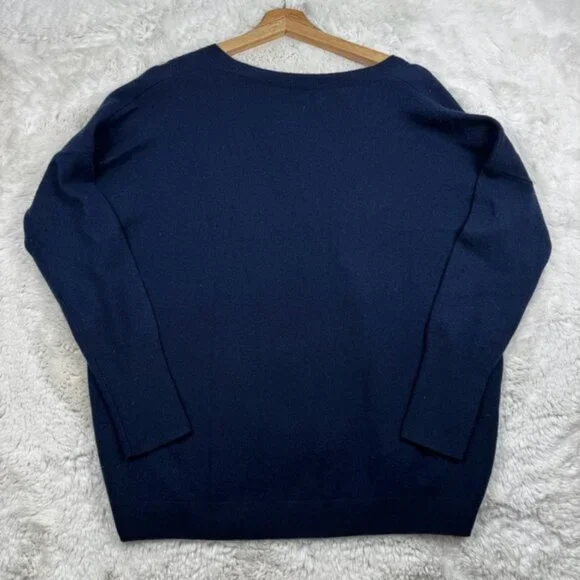 J Crew V Neck Sweater 100% Cashmere Navy Blue Women's Small Classic Preppy - Picture 6 of 7